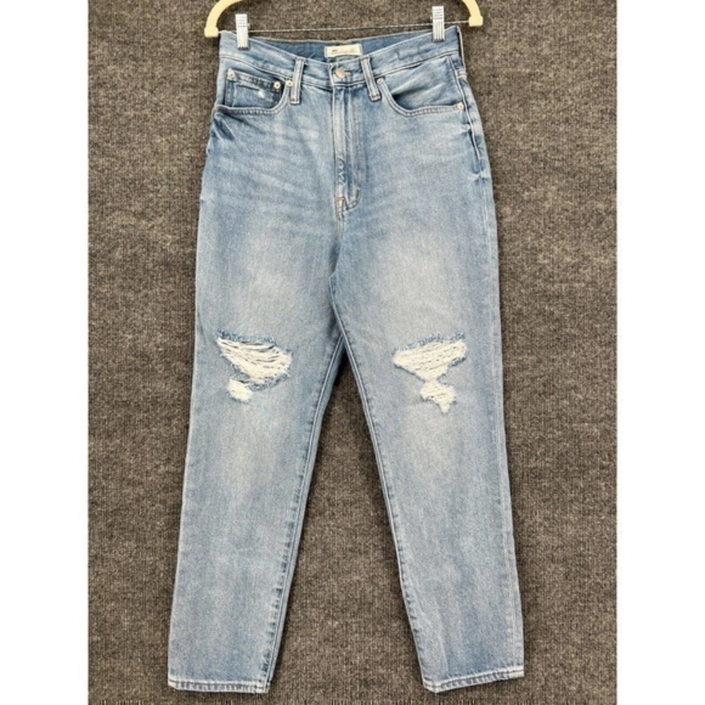 Madewell Jeans Womens 27 The Mom High Rise Distressed Ankle Relaxed Tapered EUC